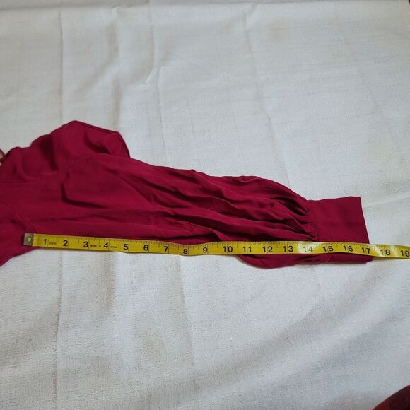 Parker Pink Sangria Spagetti Strap Cold Shoulder Silk Top Size XS - Picture 4 of 10